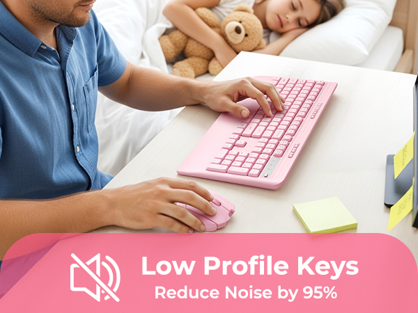 pink wireless keyboard and mouse combo
