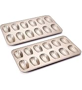 HONGBAKE Nonstick Madeleine Pan 2 Pack 12-Cavity Heavy Duty Madeleine Cookies Trays for Oven Baki...