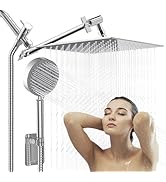 Shower Head with Handheld Combo 10" Chrome High Pressure Rain Shower Head 11" Adjustable Extensio...