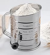 U-Taste Stainless Steel 3 Cup Flour Sifter with 4 Wire Agitators for Quick Sifting, 1 Cushion Rin...