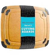 Dishwasher Safe Cutting Boards for Kitchen - Set of 2 Composite Wood Chopping Boards with Juice G...
