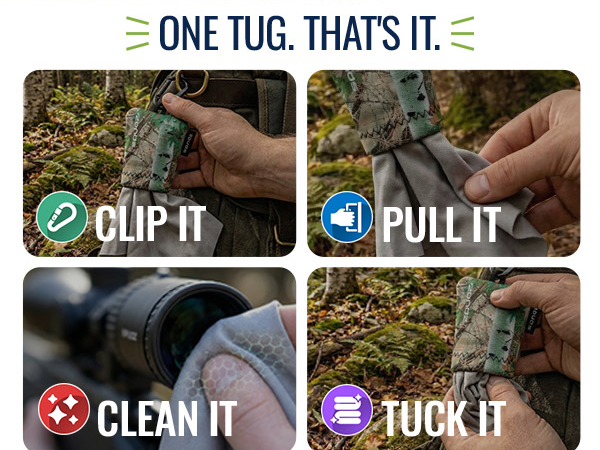 Classic Microfiber Lens Cleaner Clip-On Pouch, Washable for Binoculars, Scopes, Glasses, Screens