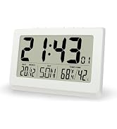 Lafocuse 10 Inch White Digital Clock Battery Operated Large Display | Digital Wall Clock, Electro...