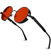 GQUEEN Retro Round Circle Steampunk Sunglasses Polarized Metal Alloy for Women Men MTS2