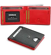 GSOIAX Mens Slim Wallet RFID Blocking Bifold wallets for men Minimalist Genuine Leather Carbon Fi...