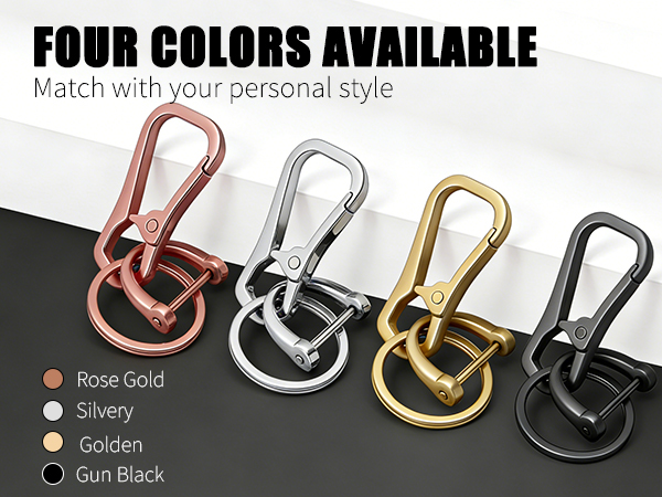 Heavy Duty Metal Keychain Clip, 4 Colors: Rose Gold/Silver/Gold/Gun Black, For Various Options.