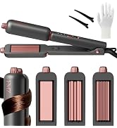FMZ Flat Iron Hair Straightener Curler and Crimper, Professional 4 in 1 Hair Styling Irons for St...