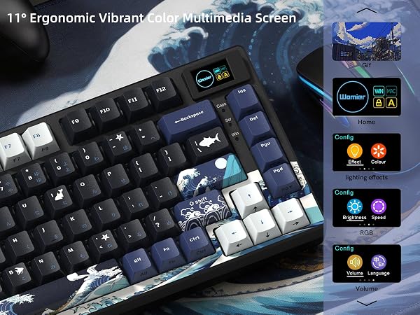 75% Keyboard with Color Multimedia Display Mechanical Gaming Keyboard