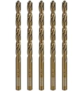 Sabre Tools 1/4 Inch Cobalt Drill Bits 5pcs Heavy-Duty Metal Drill Bit Set for Steel, Cast Iron (...