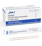 JMU 6 Inch Sterile Cotton Tipped Applicators, 200 Count Long Cotton Swabs, Wood Shaft Medical Swabs
