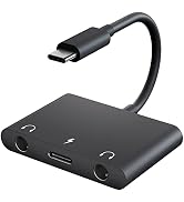 USB C to 3.5mm Audio Adapter, 3 in 1 Dual Headphone Jack Adapter for Stereo, USB-C Aux Adapter wi...