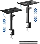 suptek Clamp-on Speaker Stand Desk Mount Set, Height Adjustment, ±12° Tilt, Swivel, 9.6 x 8.8 inc...