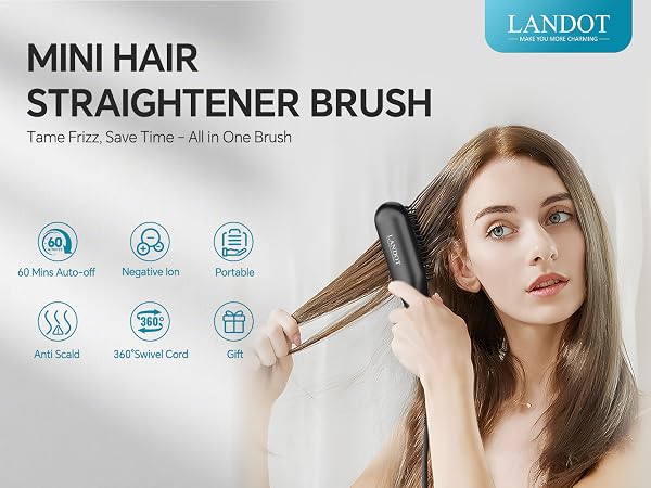 LANDOT MINI HAIR STRAIGHTENER BRUSH