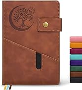 PAIBAS Blank Journal Notebook, A5 Hardcover Leather Sketchbook with 200 Pages Thick Blank Paper f...