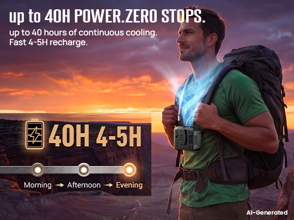 Long-runtime fan for shirt clip powers cooling from morning hikes to evening outdoor use