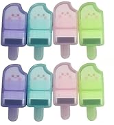 Smilo 8 Pack Popsicle Pencil Erasers with Roller Cleaner | 3.2-in-1 Eraser Rolls Up Crumbs Instan...