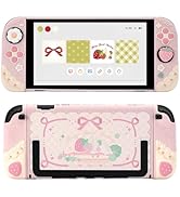 GeekShare Strawberries with Cream Case Compatible with Switch 2, Slim Separable Soft Silicone Pro...