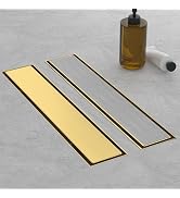 EBYTE 18 Inch Brushed Gold 304 Stainless Linear Shower Drain, Tile Insert | Feet & Hair Catcher f...