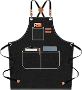 AFUN Chef Aprons for Men Women with Oversized Pockets, 16-Ounce Cotton Canvas Cross Back Heavy Du...