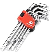 MAXPOWER 9-Piece Torx Key Set - Pro Grade Long Arm 6 point star tools T10, T15, T20, T25, T27, T3...