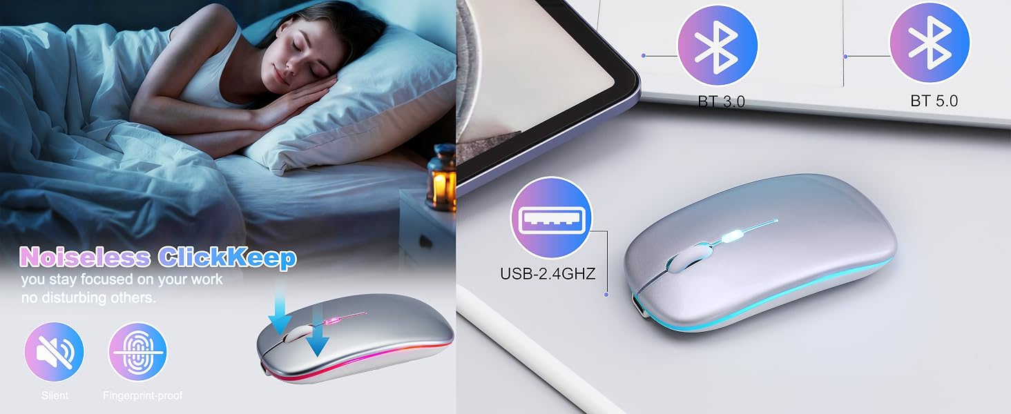 AZTZATZ Wireless Bluetooth Mouse Rechargeable