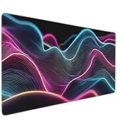 Buslint Large Extended Gaming Mouse Pad, Multicolor Topographic Contour Design, 35.4 x 15.7 Inche...