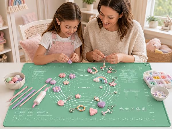KOYMILEY large silicone mat provides a clean, easy-wipe activity Non-slip surface for family crafts