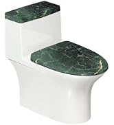 Pzuqiu Green Marble Toilet Seat Cover Set of 2 Elongated Toilet Lid Cover Bathroom Decor for Home...