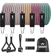 WHATAFIT Resistance Bands, Exercise Bands, Workout Bands with Handles, Door Anchor and Ankle Stra...