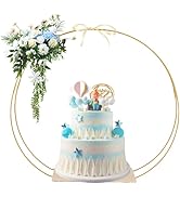AQQHSAIN Wedding Arch Cake Stand Gold Arch Cupcake Display Stand with Wooden Base Round Cake Disp...