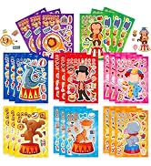 24 Pieces Make Your Own Stickers Mix and Match Make A Face Animal Stickers for Kids Toddlers (Cir...