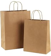 BagDream Kraft Paper Bags 8x4.25x10& 10x5x13 Totally 100Pcs Paper Gift Bags with Handles Bulk, Kr...