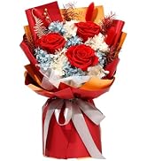 Jtoder Real Flowers for Delivery Prime, Natural Preserved Long Lasting Red Rose Flower Bouquet fo...
