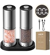 TOMEEM Rechargeable Electric Salt and Pepper Grinder Set, Battery Display | 115ml Large Capacity ...