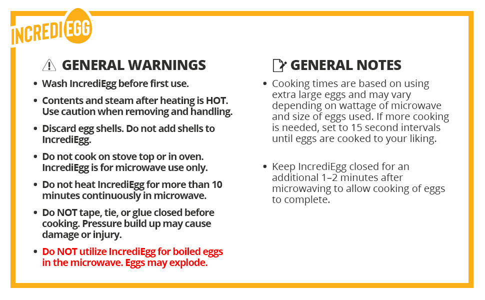 Microwave Egg Cooker Guidelines and Warnings