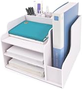 SONGWAY Desk File Organizer and Accessories - 3 Tier Paper Organizer with Horizontal and Vertical...