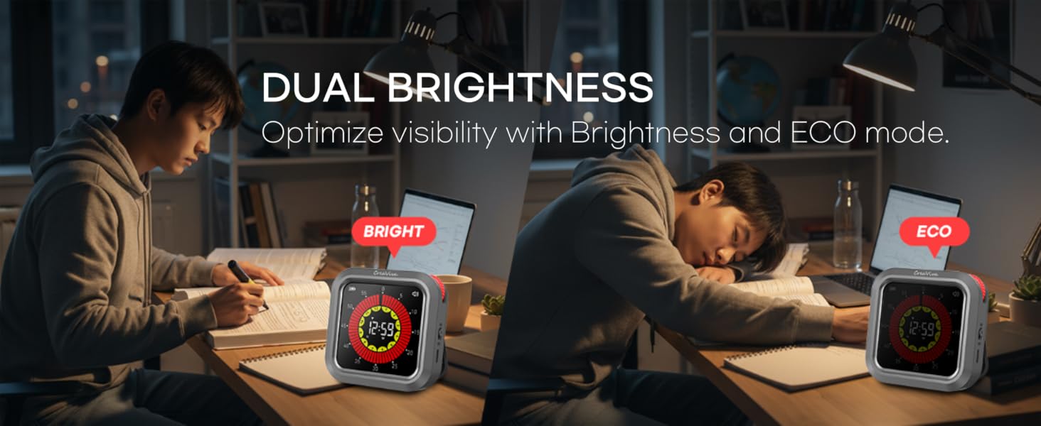 creaviva digital visual timer dual brightness bright & eco mode