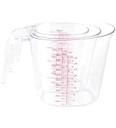 Recogwood 3-Piece Nesting Measuring Cups Set, BPA-Free Plastic Liquid Measuring Cup for Kitchen C...