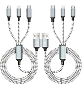 Multi Charging Cable(2Pack 4FT), Multiple Charger Cord Nylon Braided Charger Cord for Multiple De...