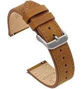 Benchmark Leather Watch Band - Crazy Horse Leather Watch Straps for Men & Women - Stainless-Steel...