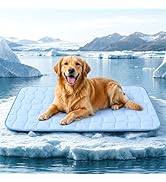 JOLLYVOGUE Cooling Mat for Dogs, 44" x 32" - Large Dog Cooling Pad, Wavy Quilted Kennels Bed with...