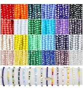 Xilitata 1800Pcs 4mm Glass Beads for Bracelets Jewelry Making, Faceted Bead Friendship Bracelet K...