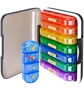 MURRI&MURRDI Large Weekly Pill Organizer 4 Times a Day Portable 7 Day Pill Box with Moisture-Proo...