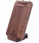Mini Clipboard Set with Base - Hardwood Walnut Material, Portable and Compact Memo Board for Note...