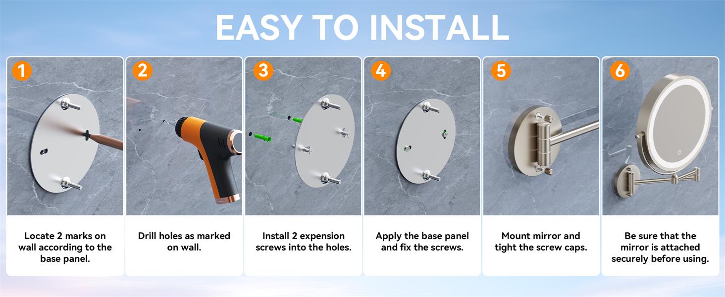 Screw mounting with built-in level for stable installation