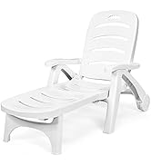 Tangkula Outdoor Chaise Lounge Chair, Adjustable 5-Posistion Recliner Chair with Built-in Wheels,...