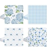 80Pcs Blue Floral Napkins, 6.5 In Hydrangea Napkins 2 Ply Vintage Decorative Napkin Flower Napkin...