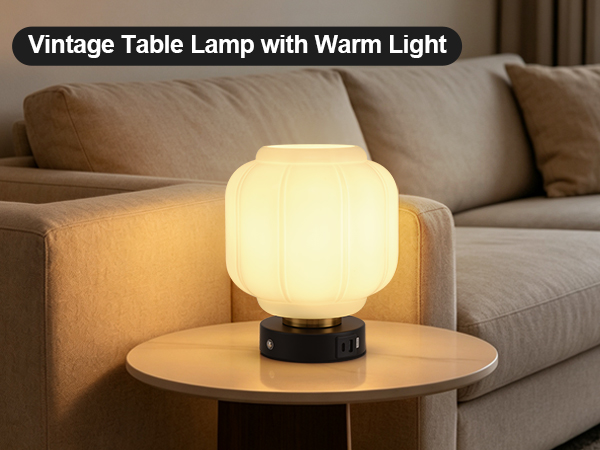 Rechargeable Table Lamp Cordless Milk Glass Bedside Lamp Small white and black