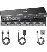 KVM Switch 2 Monitors 6 Computers HDMI + DisplayPort, KCEVE DP 6 Computer KVM Switcher, 8K@30Hz/4...