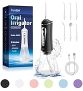 7AM2M Water Dental Flosser Cordless for Teeth,300ML Rechargeable Travel Portable Cleaner,with 6 J...